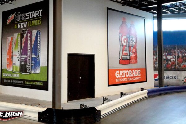 gatorade-and-kickstart-banners-in-frames-by-mile-high-graphics-for-overdrive-raceway